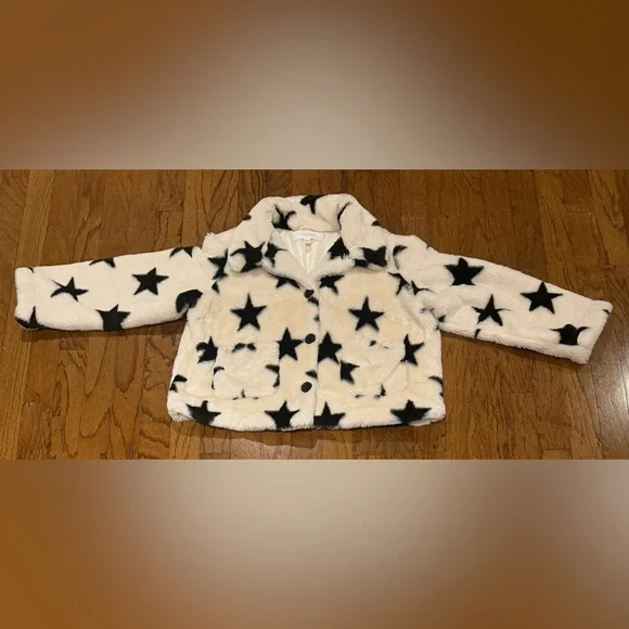 Popsugar Star Patterned Faux Fur Collared Coat XXL EUC - Picture 5 of 11